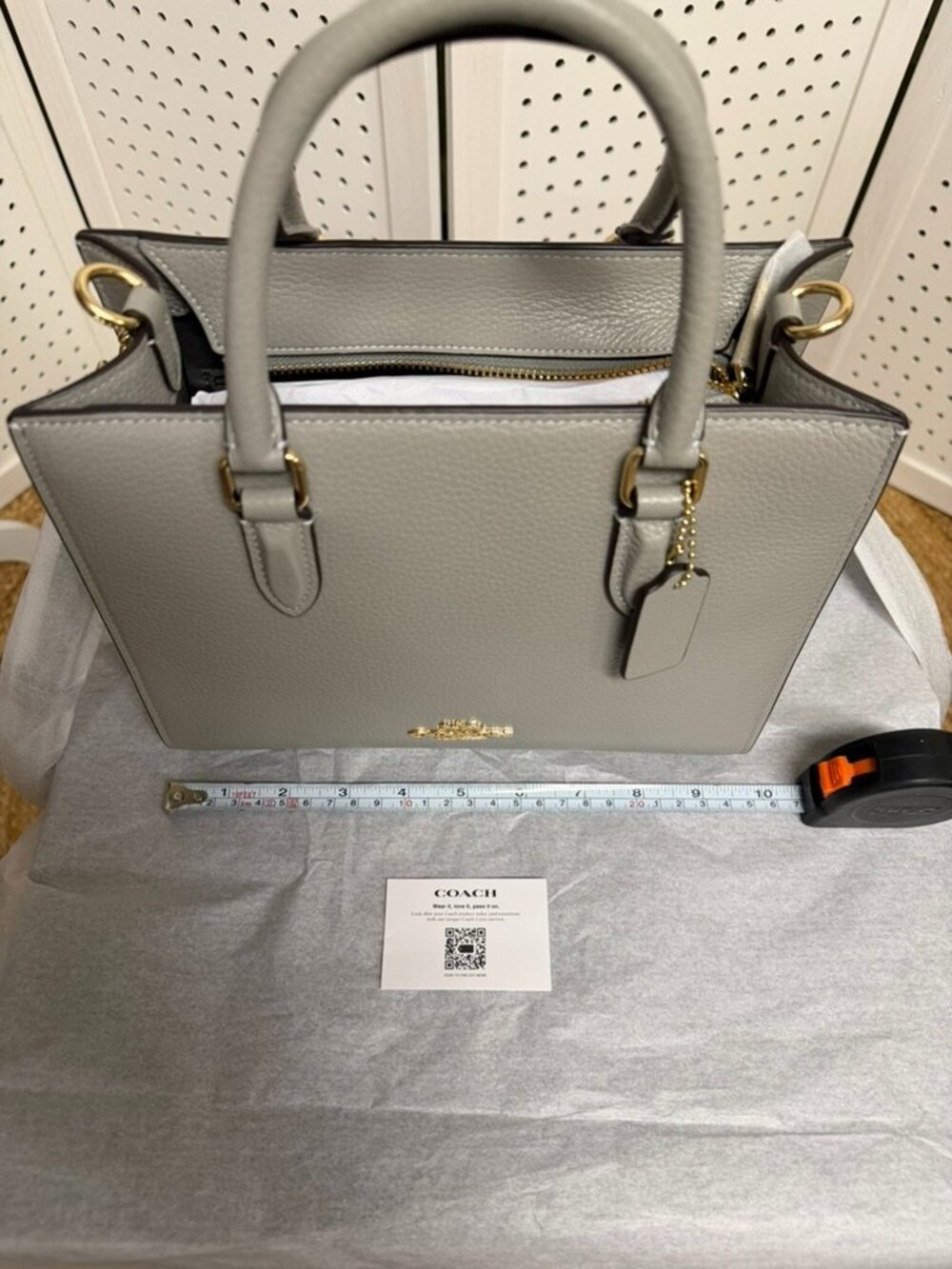 Coach Maggie Small Tote Bag Crossbody Handbag Dove Gray Gold Everyday NWT - Picture 13 of 15